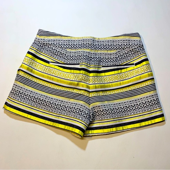 LOFT Women's Mid 4 Yellow Embroidered Striped Riviera Shorts Navy Yellow White - Picture 4 of 10